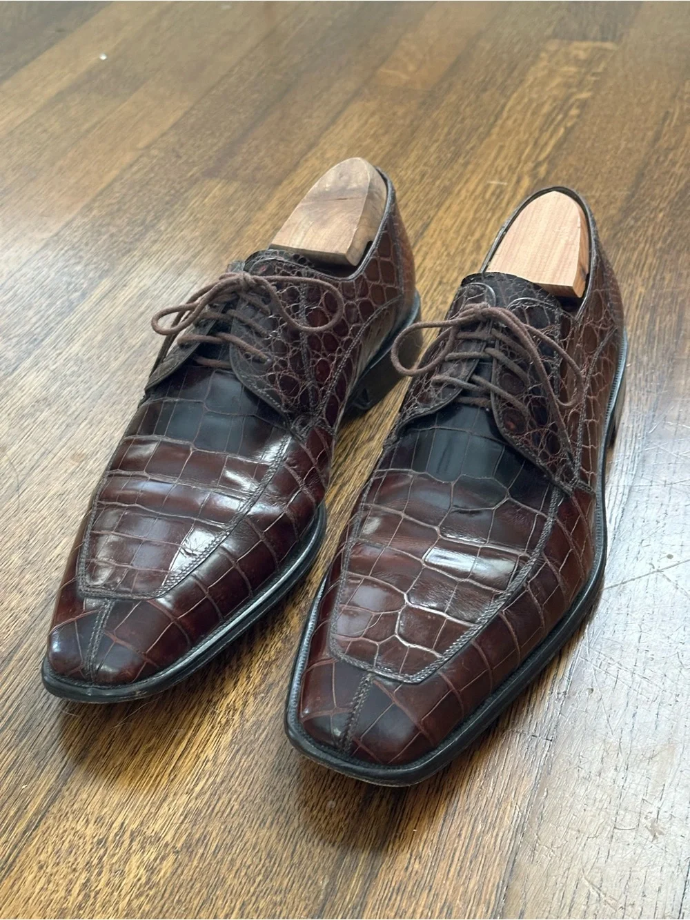 Men's Mezlan Brown Genuine Crocodile Derby Shoes